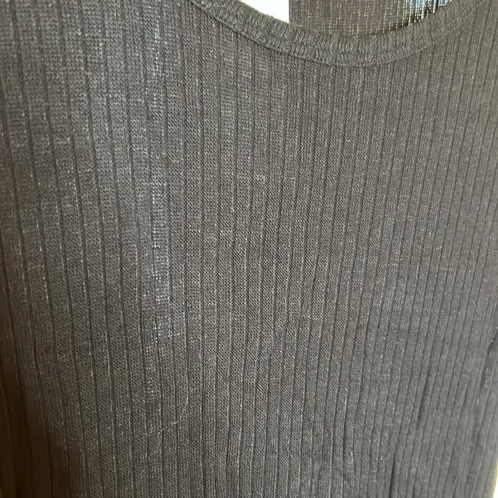 LOFT Black Ribbed Knit Long Sleeve Tee Button Sleeve Size Small - Image 2