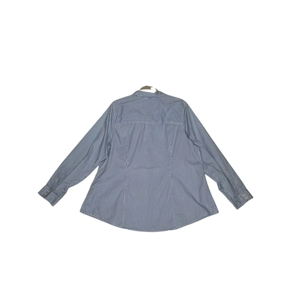 Torrid size 2X shirt button-up blue/white stripe long sleeve girlboss, vacay - Image 2
