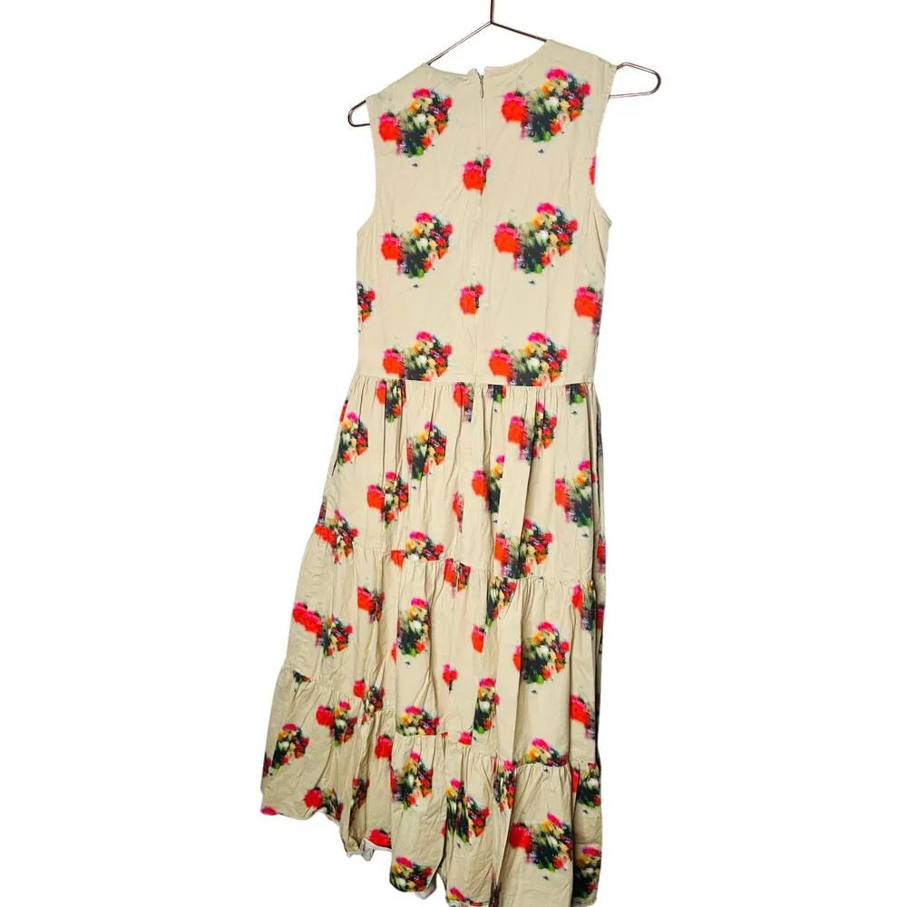 ADAM LIPPES COLLECTIVE Khaki Crewneck Hourglass Tiered Poplin Maxi Dress Size 2 - Image 6