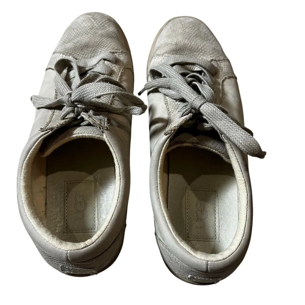 UGG Karine Snake Women's Lace up Leather Sneakers Size US 7 EU 28 Beige - Image 11