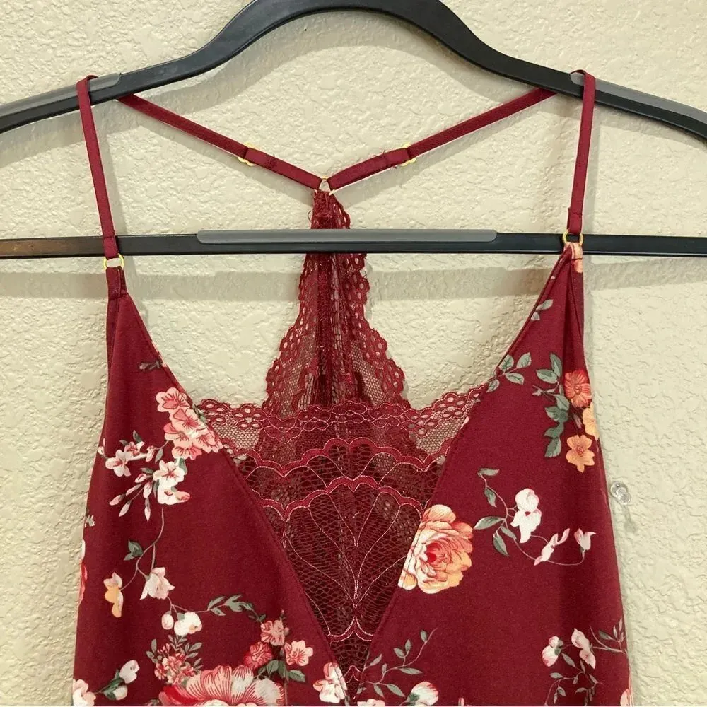 FLORA by Flora Nikrooz Women's Lace Trimmed Knit Chemise Size Medium - Image 4