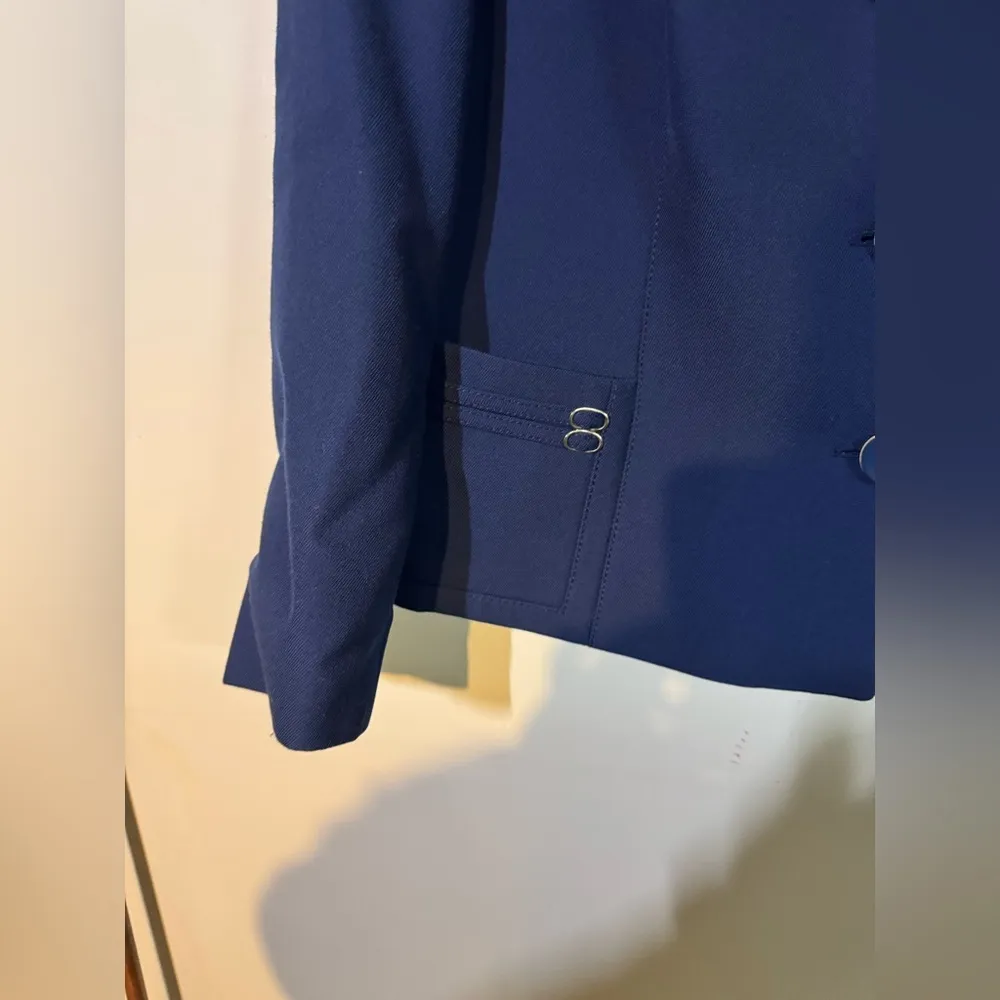 Wilken modell women’s navy blue button wool blazer business casual vintage large - Image 3