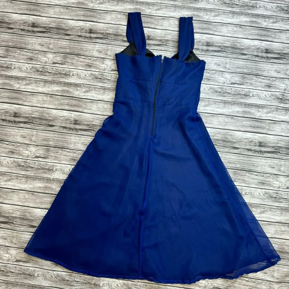 Homemade Womens Sleeveless Sweetheart Neckline Dress M Med Medium Blue Black Zip - Image 14