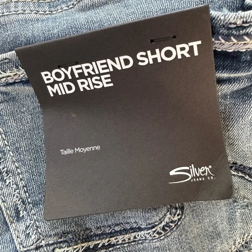 Silver Boyfriend Indigo Mid Rise Roll Cuff Denim Blue Jean Shorts Plus Size 22W - Image 8