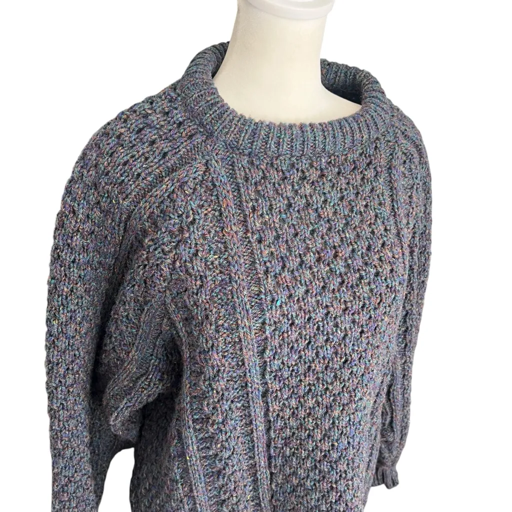 Ballyshanon Hand Loomed Wool Fisherman Sweater Ireland Chunky Knit S Oversized - Image 2