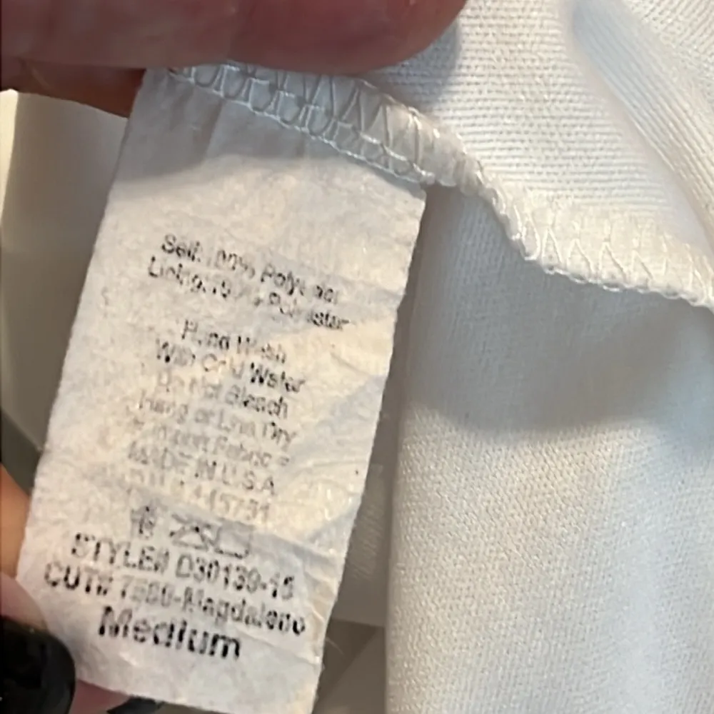 PEACH LOVE California medium dress spaghetti strap red white blue floral flaws - Image 6