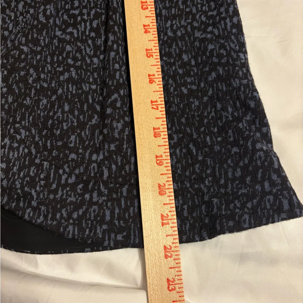 Joseph Ribkoff Cropped Open Front Jacket Slate Blue Black Print Made in Canada - Image 4