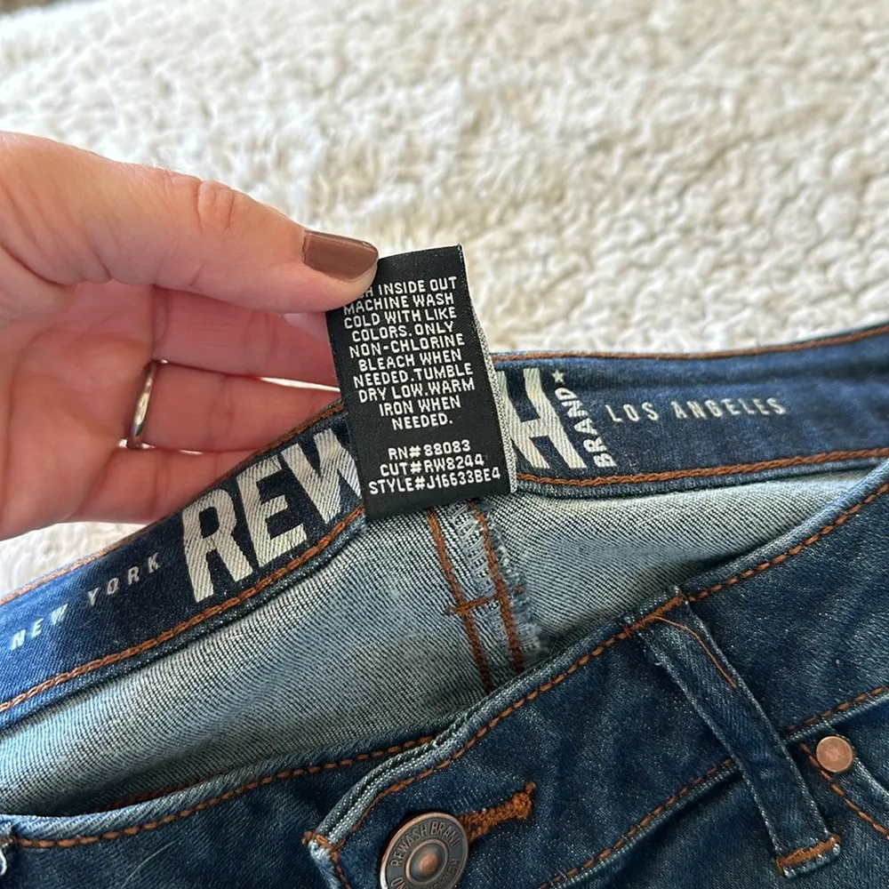 Rewash Denim Women's 9/29 Mid Rise Skinny Stretch Jegging Jeans Dark Wash - Image 5