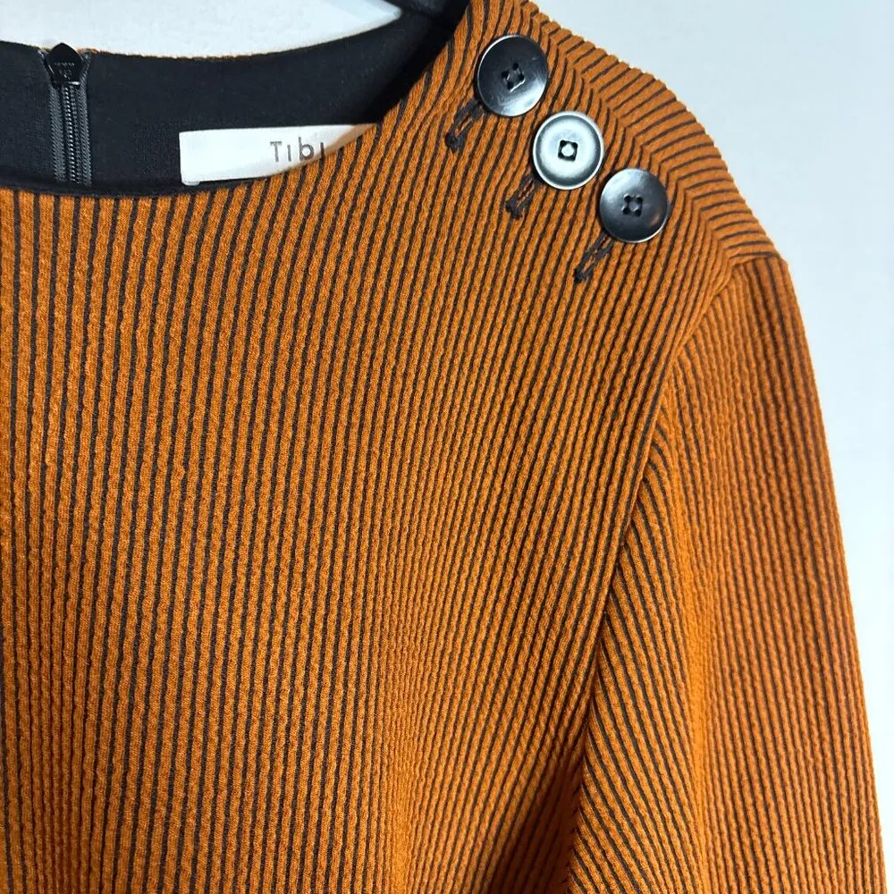 Tibi Rust Striped wide sleeve shift dress - Image 5