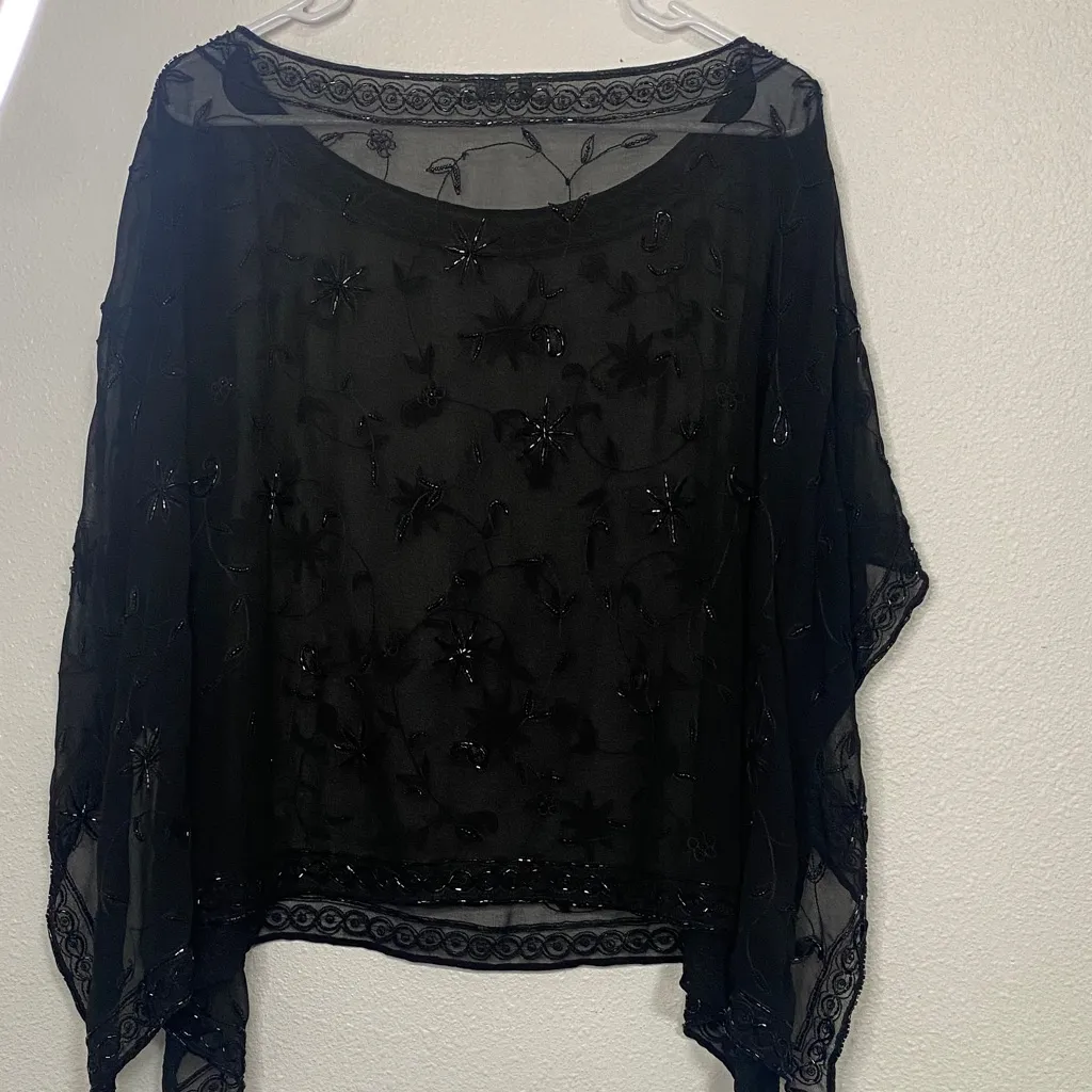 Scala Black Sheer Floral Blouse - Image 3