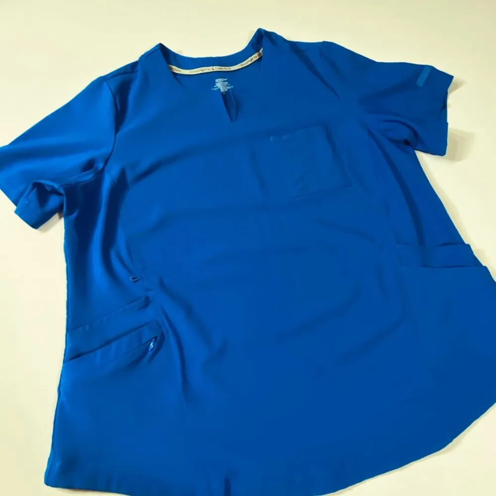 Womens 2X ClimateRight By Cuddl Duds Scrub Top and Bottom Set Royal Blue Short S - Image 3