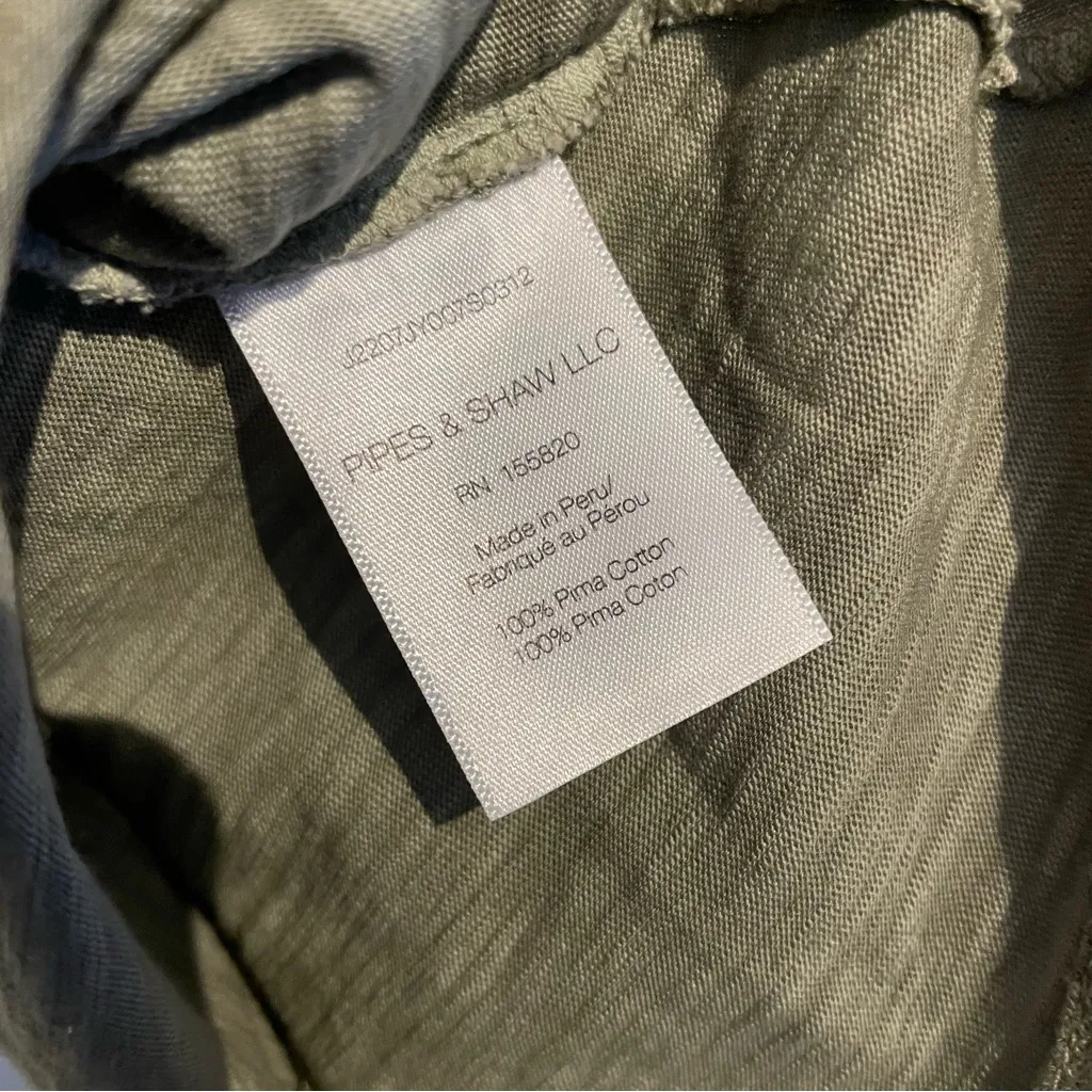 Veronica Beard Olive Green Pima Cotton Ruffle T-Shirt XS - Image 5