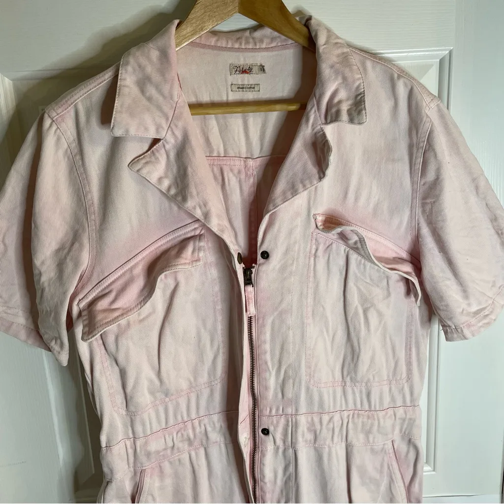 Faherty Organic Cotton Jumpsuit with Subtle Pink Hues Size Small retro chic girl - Image 4