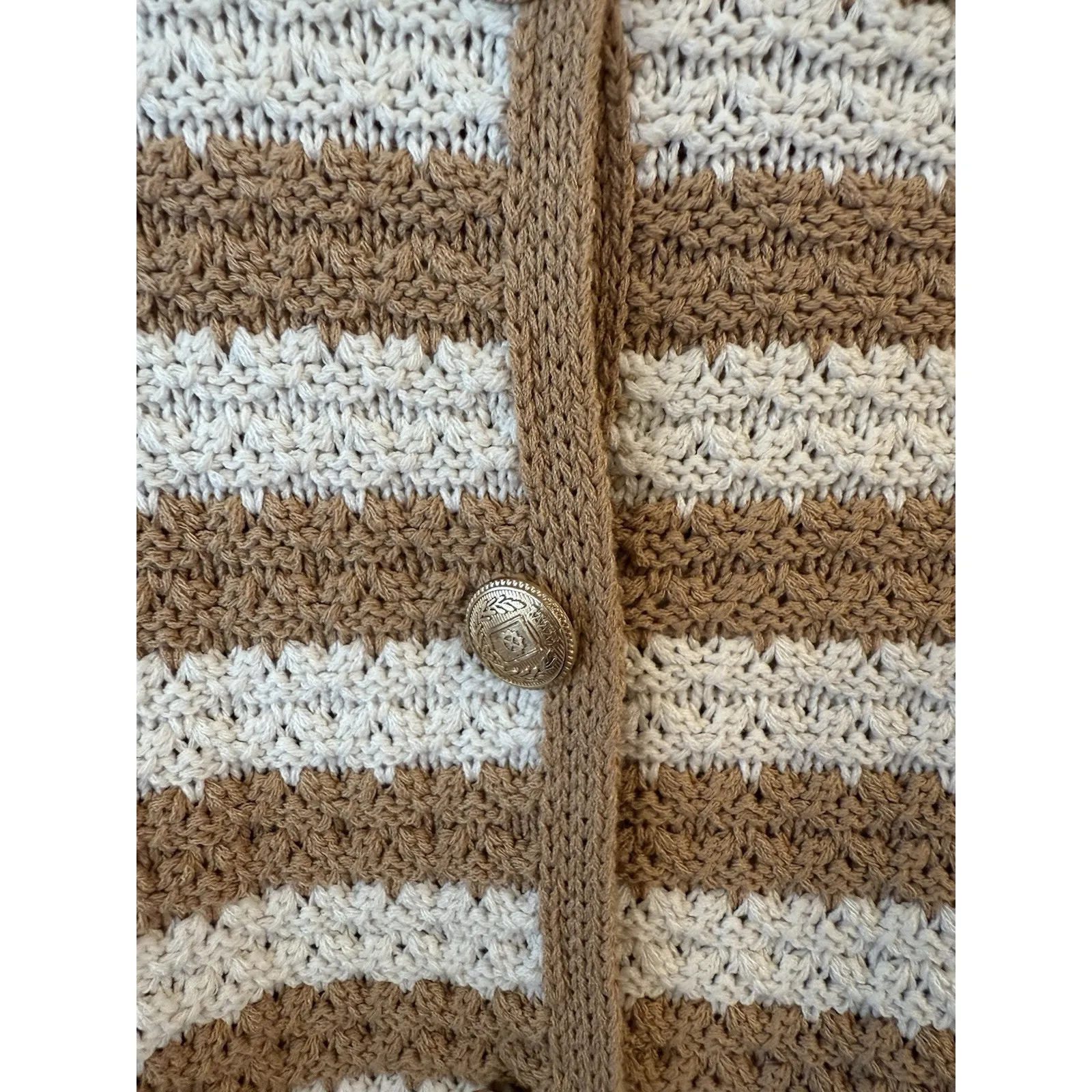 The Workshop Striped Cardigan Sweater Button Front Classic Nautical Large - Image 4