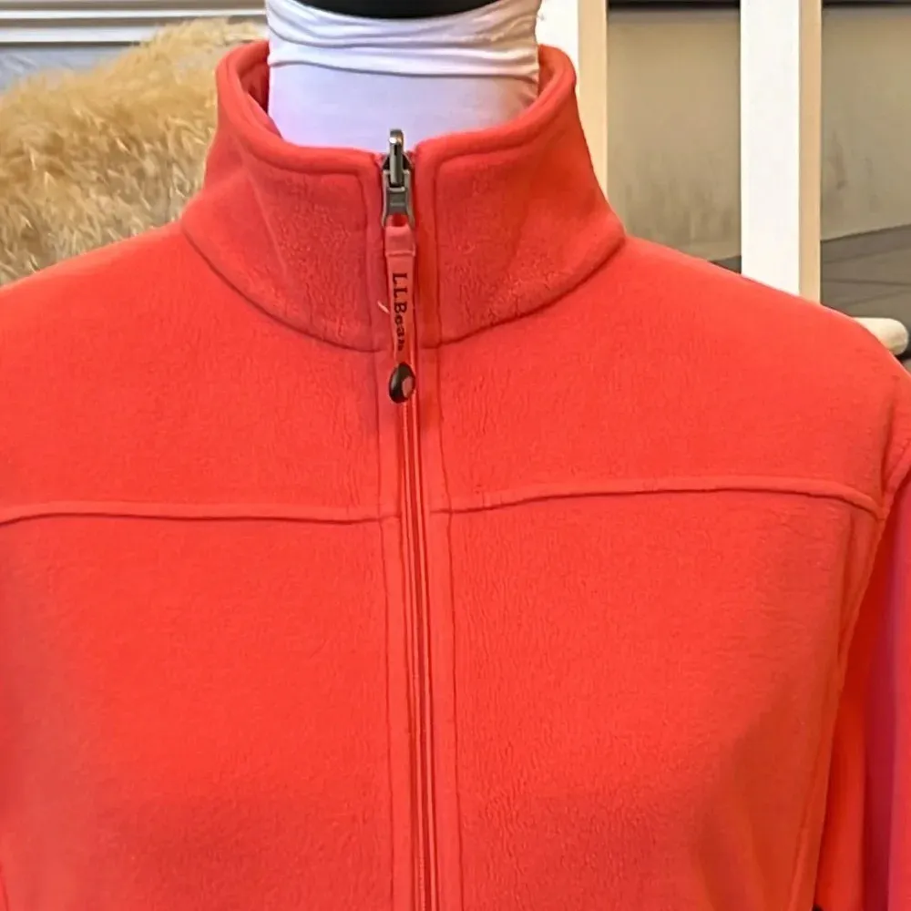 L.L. Bean Full Zip Outdoors Burnt Orange Fleece Polartec Jacket Size Medium - Image 2