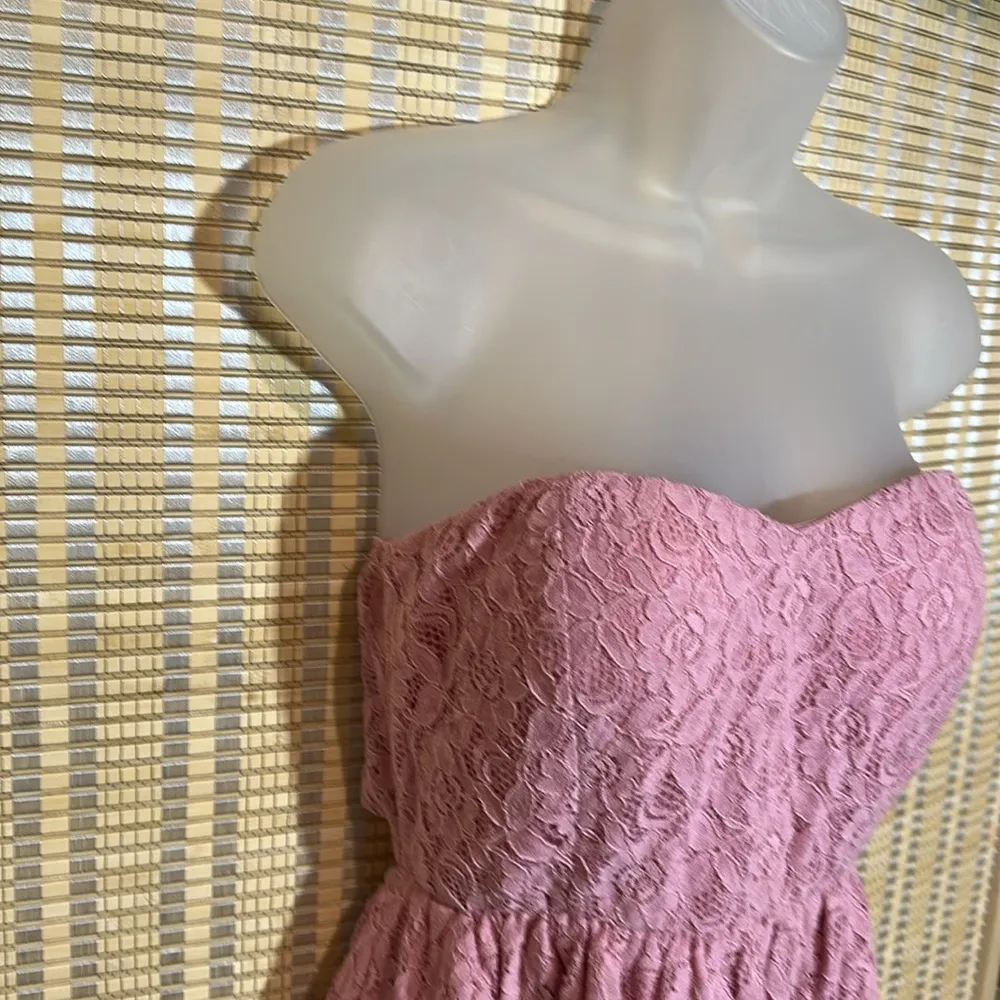 Wet Seal Pink Strapless Bustier Baby Doll Tank Top Mini Dress Lace Layers L NWT - Image 5