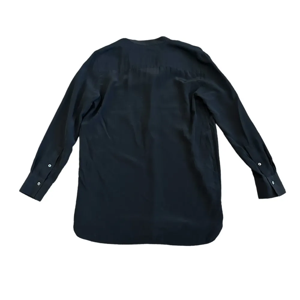 Babaton Aritzia 100% Silk Blouse Black Henley Flowy Wide Fit Small Women's - Image 5