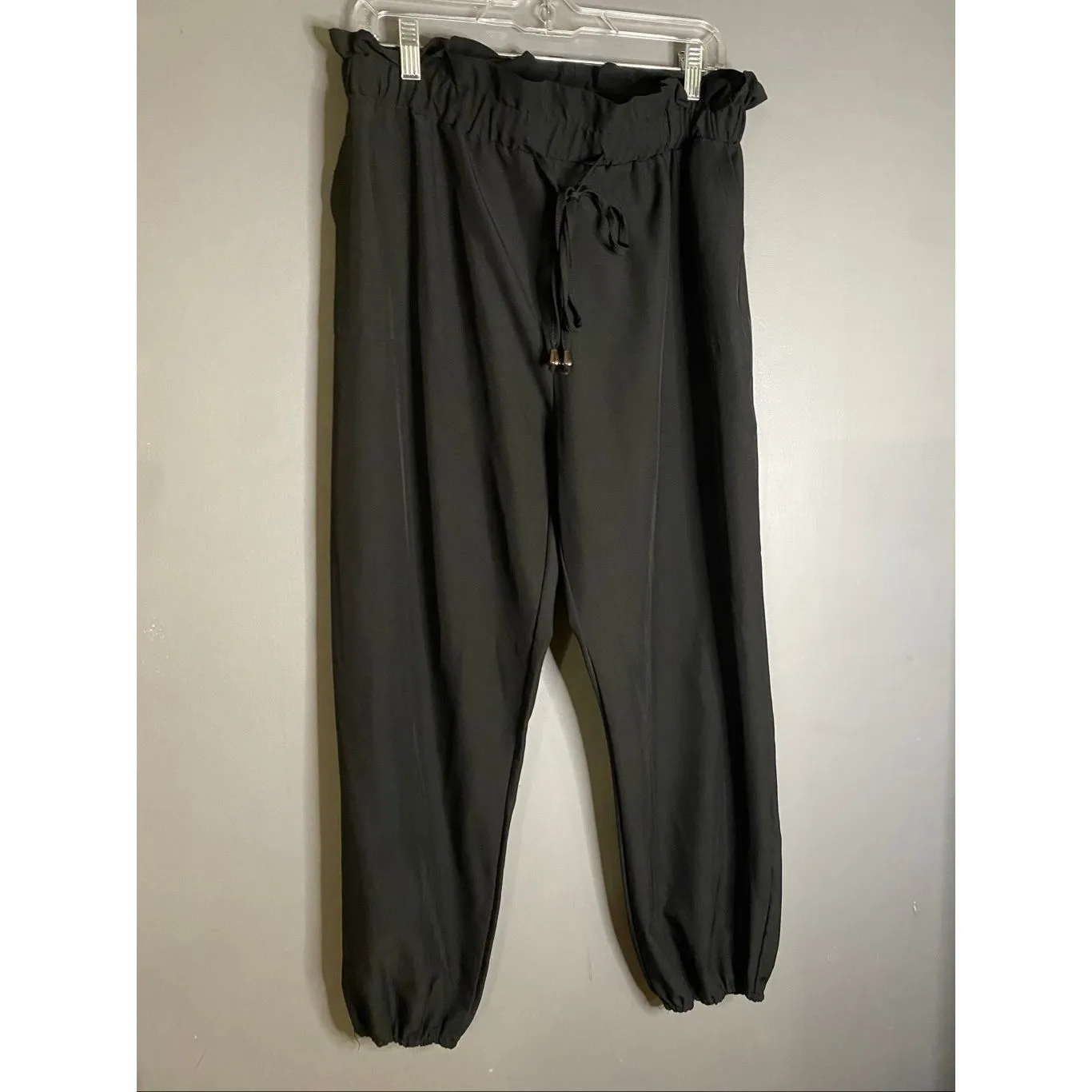 Grace Karin Black Pull On Drawstring Jogger Dress Pants Size 2XL - Image 2
