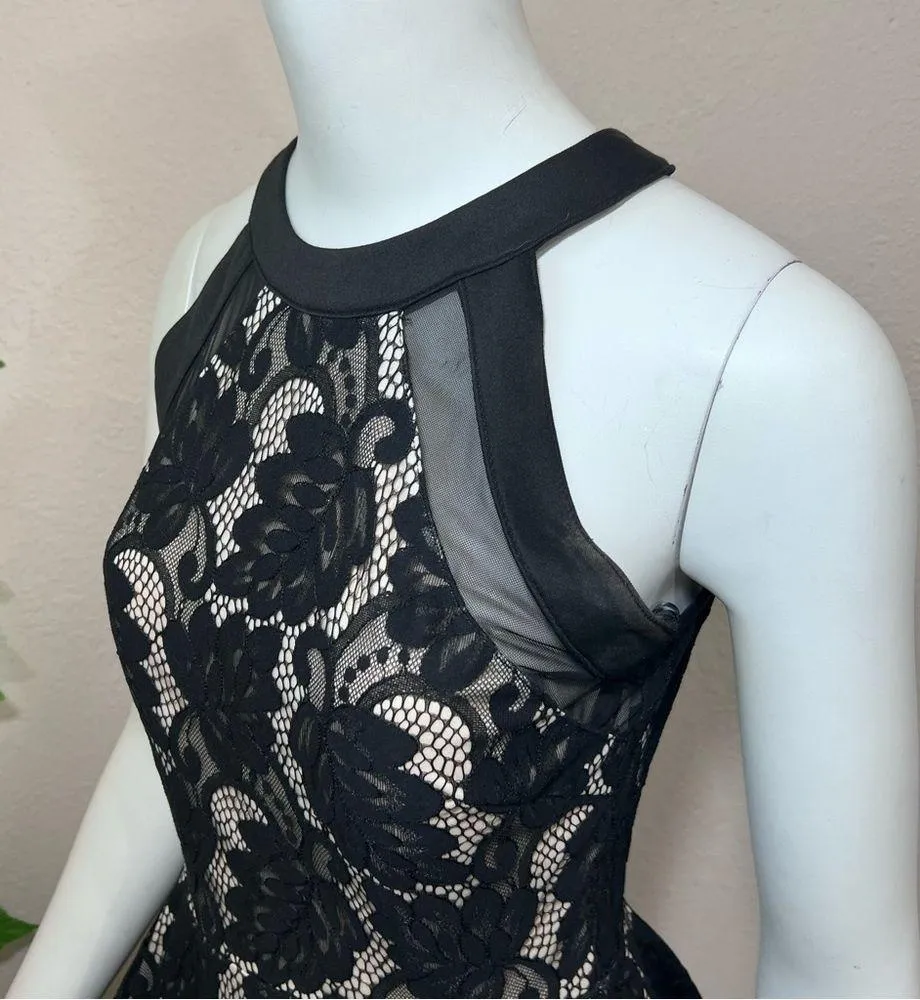 B Darin Lace Floral Leaf Halter Ruffle Dress - Image 10