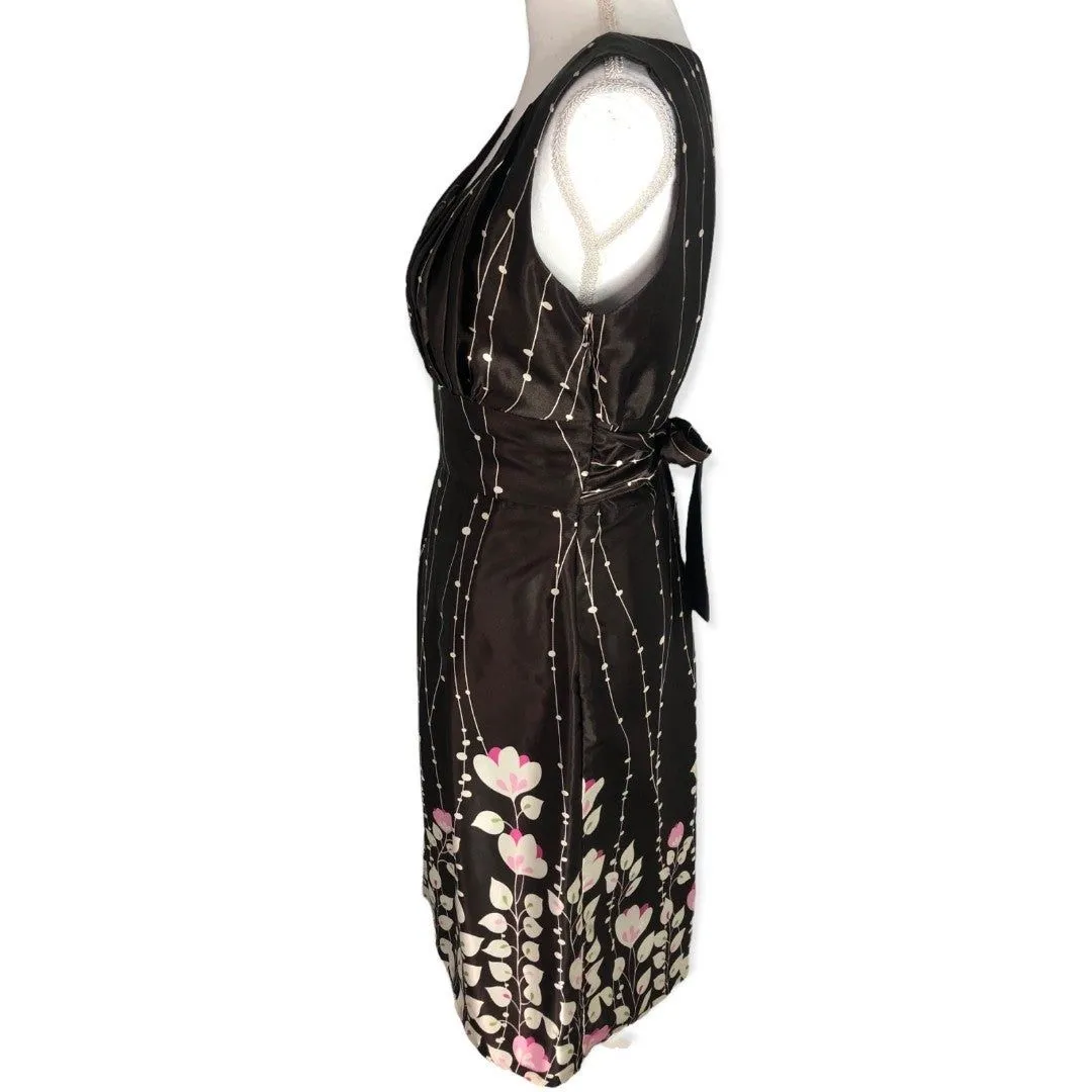 Dressbarn Satin Floral Pleated Midi Dress - Image 3