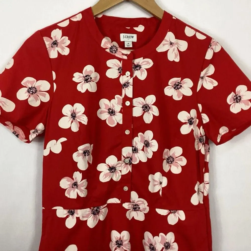 J. Crew Button Down Shirt Dress Cherry Blossom Size 4 - Image 3