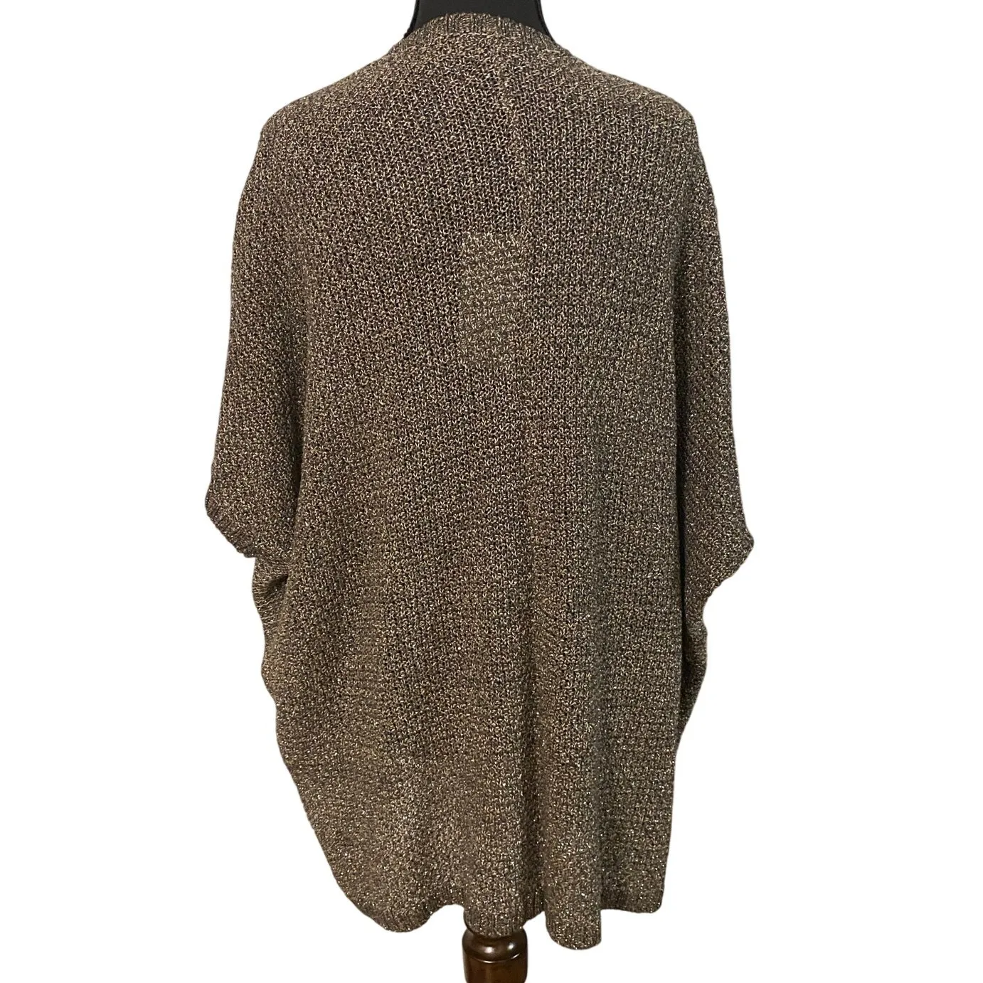 NWT EILEEN FISHER Oval Cardi Bronze Metallic Linen Blend‎ Open Knit Large Luxury - Image 2