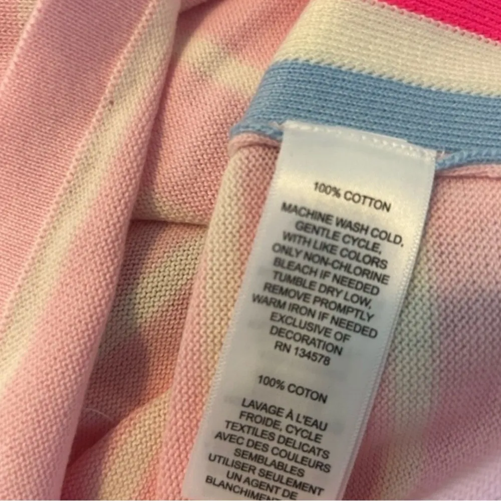 NWT Vineyard Vines Pink and White V-Neck Stripe Sweater Size Medium - Image 5