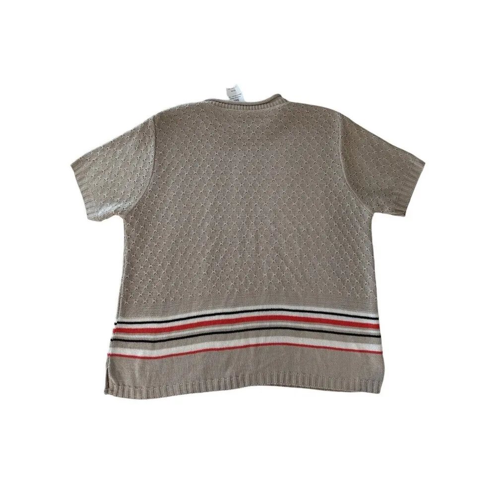 Bobbie Brooks Women XL Beige Pullover Mock Neck Grandmacore Cottage knit Sweater - Image 2