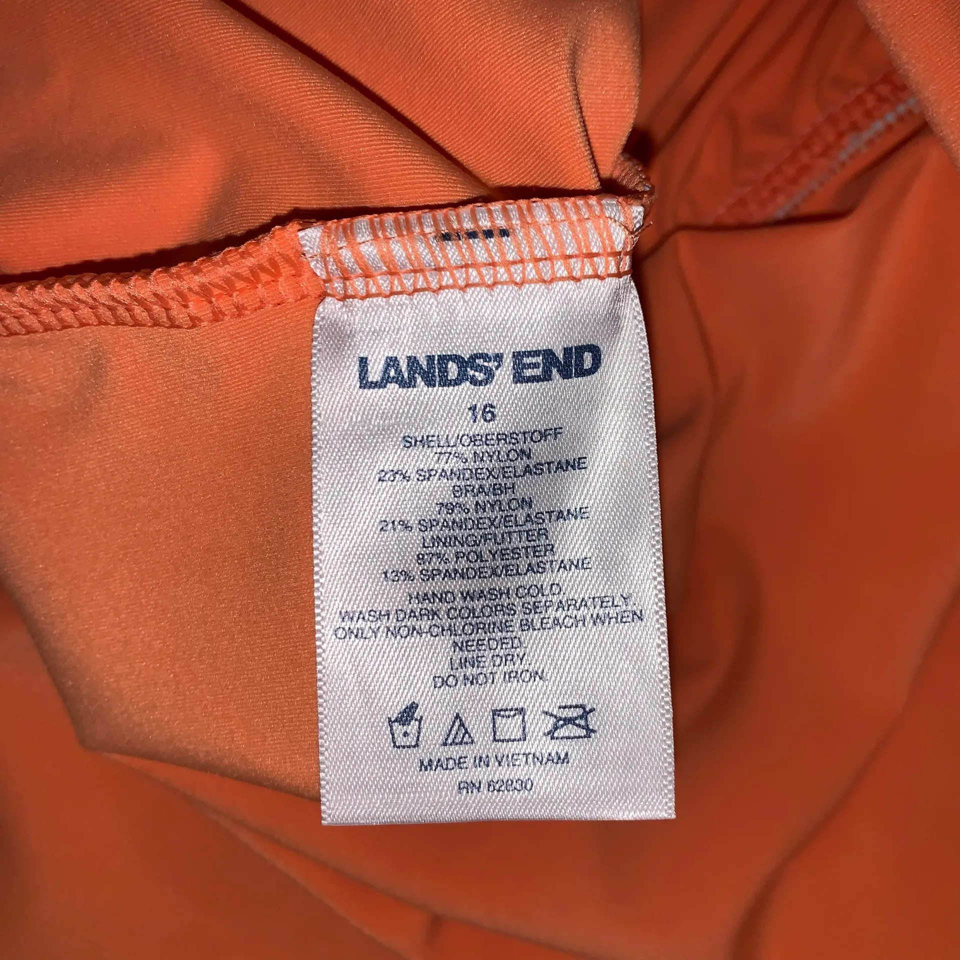 Lands End Womens Square Neck Underwire Tankini Sunburst Orange $60 Size 16 - Image 6