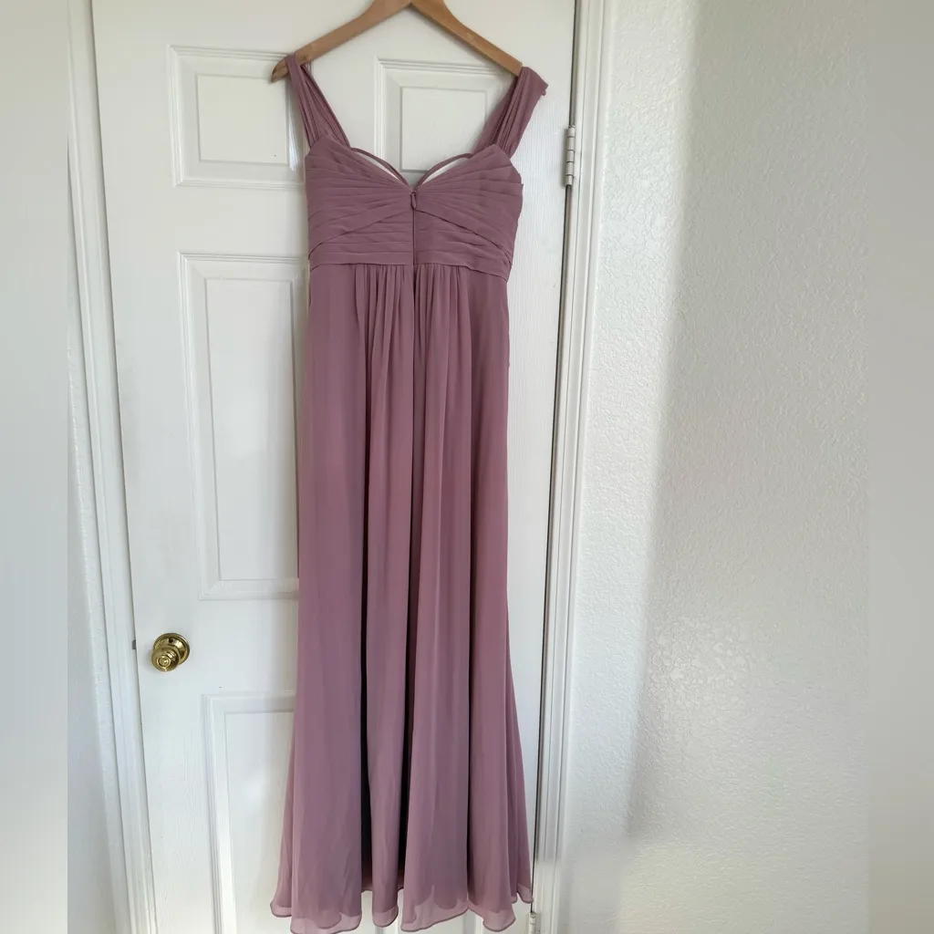 Azazie Zapheira Dusty Rose Pink A-Line Ruched Chiffon Dress Bridesmaid 8 - Image 11
