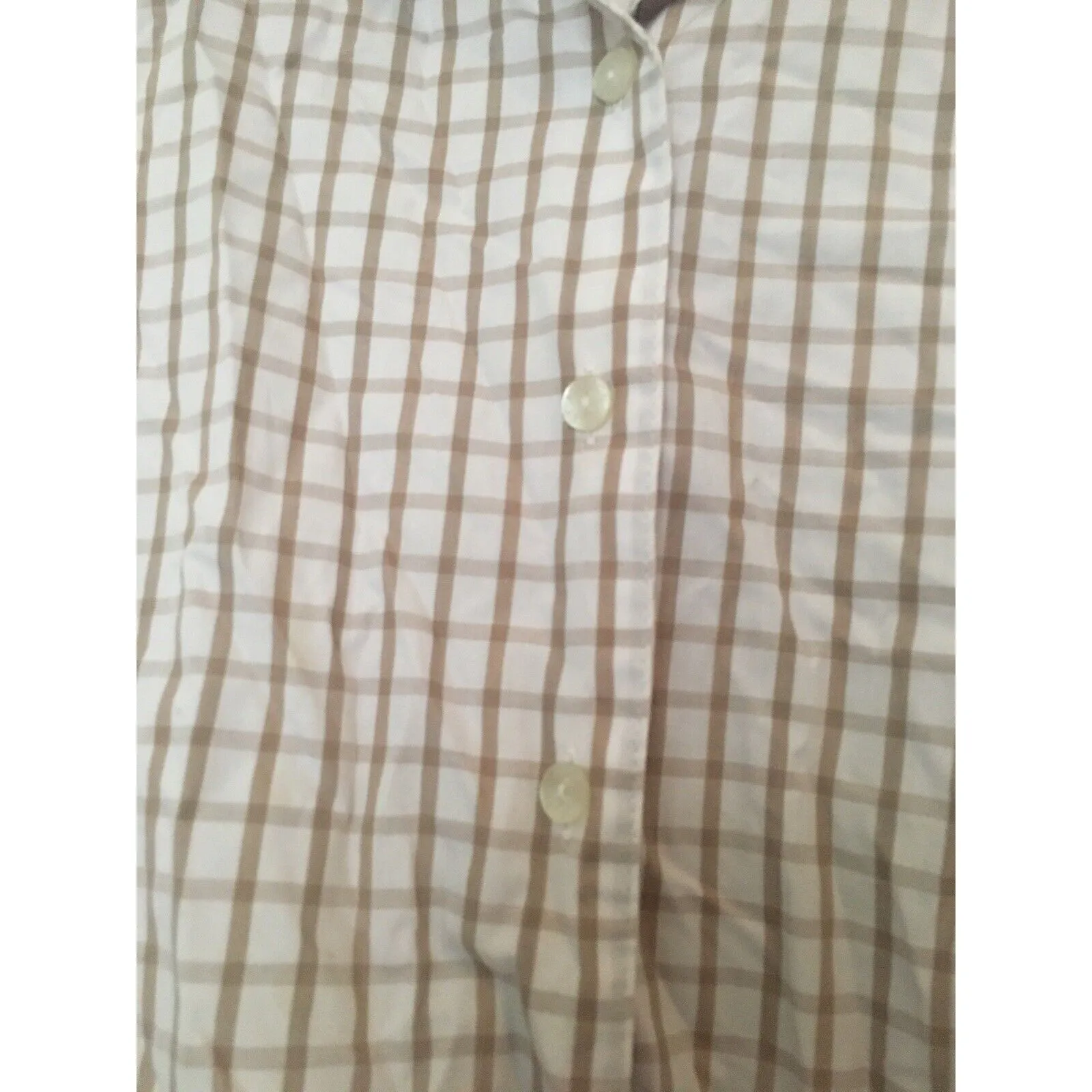 Allison Daley Women's Brown White Check Button Up Shirt 3/4 Sleeve Size 10 - Image 4