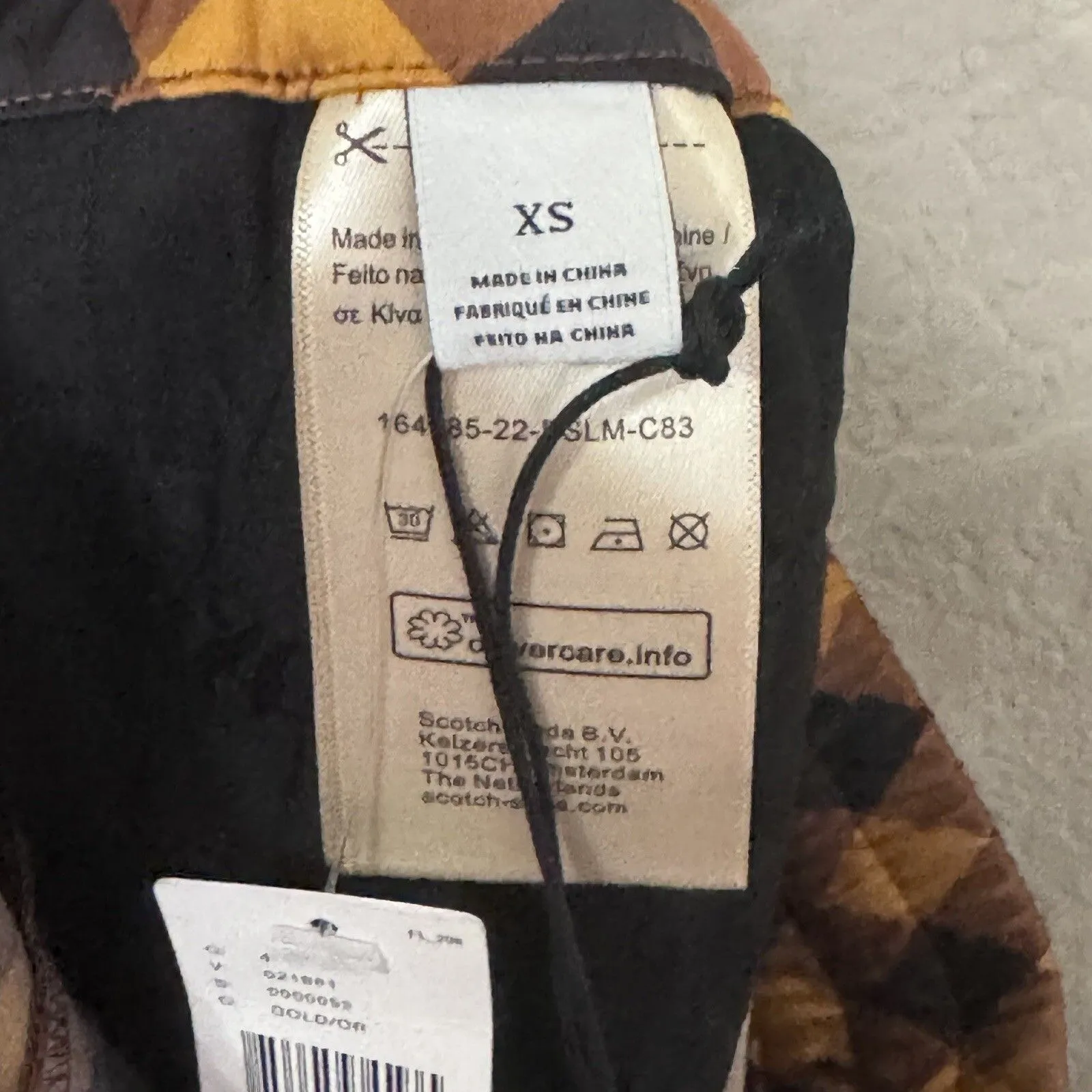 NEW Scotch & Soda Mid Rise Plaid Checkered Navy Gold Pants Womens Size XS Preppy - Image 11