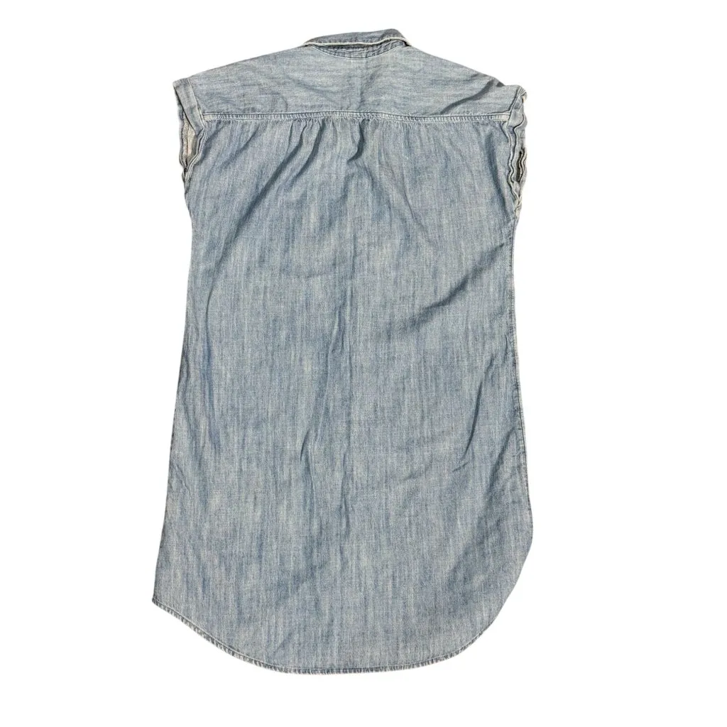 Old Navy Womens M Sleeveless Denim Shirt Dress Button Up Front 100% cotton - Image 3