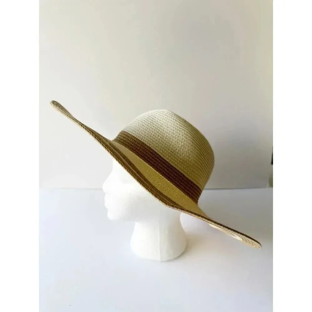 MAGID HATS Wide Brim Two‎ Tone Cream Tan Sun Hat Beach Summer0 - Image 2