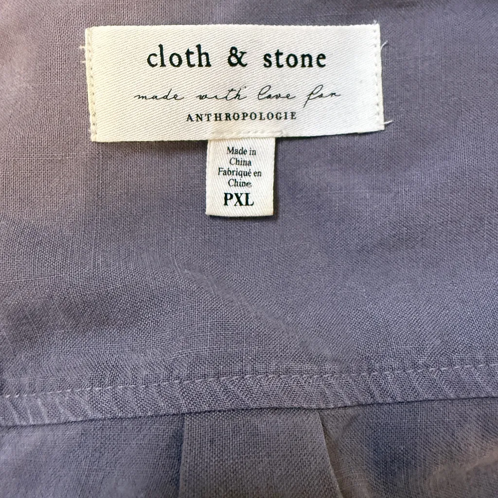 ANTHROPOLOGIE CLOTH & STONE Gulpiyuri Jumpsuit PXL Grey Flutter Sleeves Pockets - Image 3