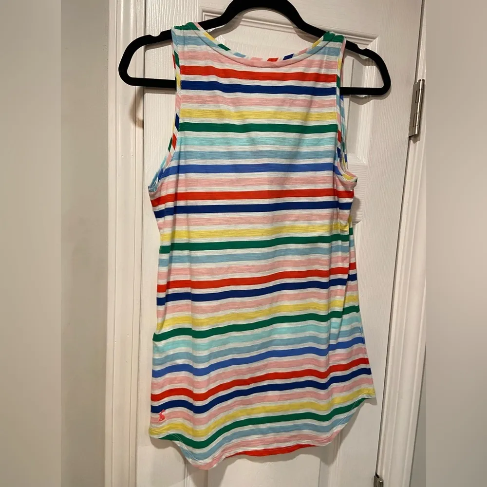 NWT Joules Colorful Rainbow Stripe Cotton Scoop Neck Bunny Tank Top Size 6 White - Image 8