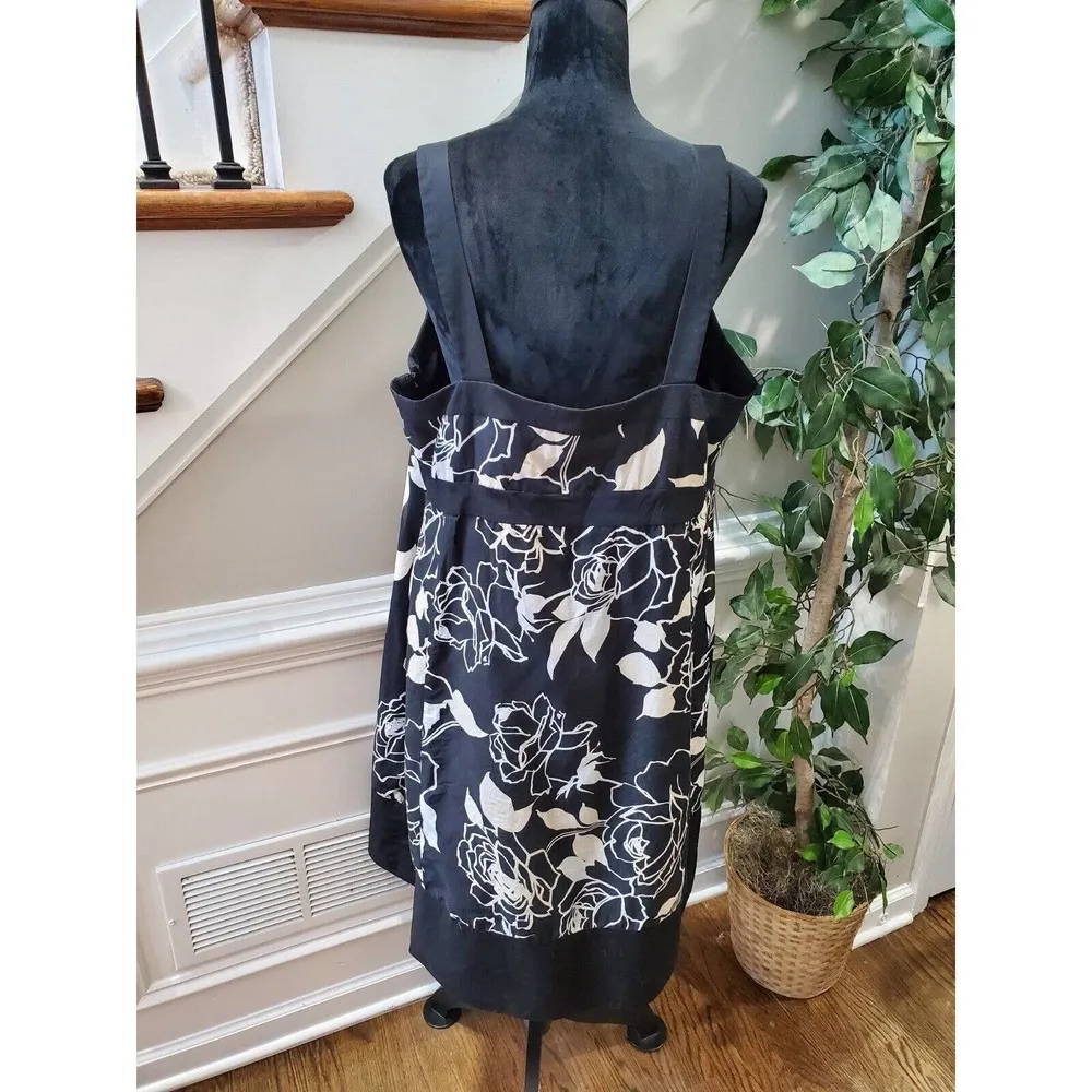 Liz Claiborne Women Black Polyester Square Neck Sleeveless Knee Length Dress 20W - Image 7