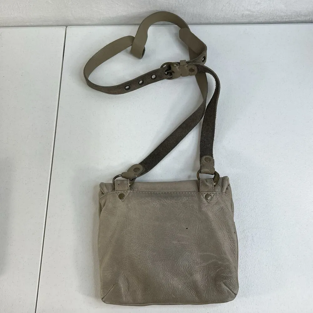 Allsaints Spitalfields Hera Crossbody Bag Leather Distressed Gray Adjustable - Image 5
