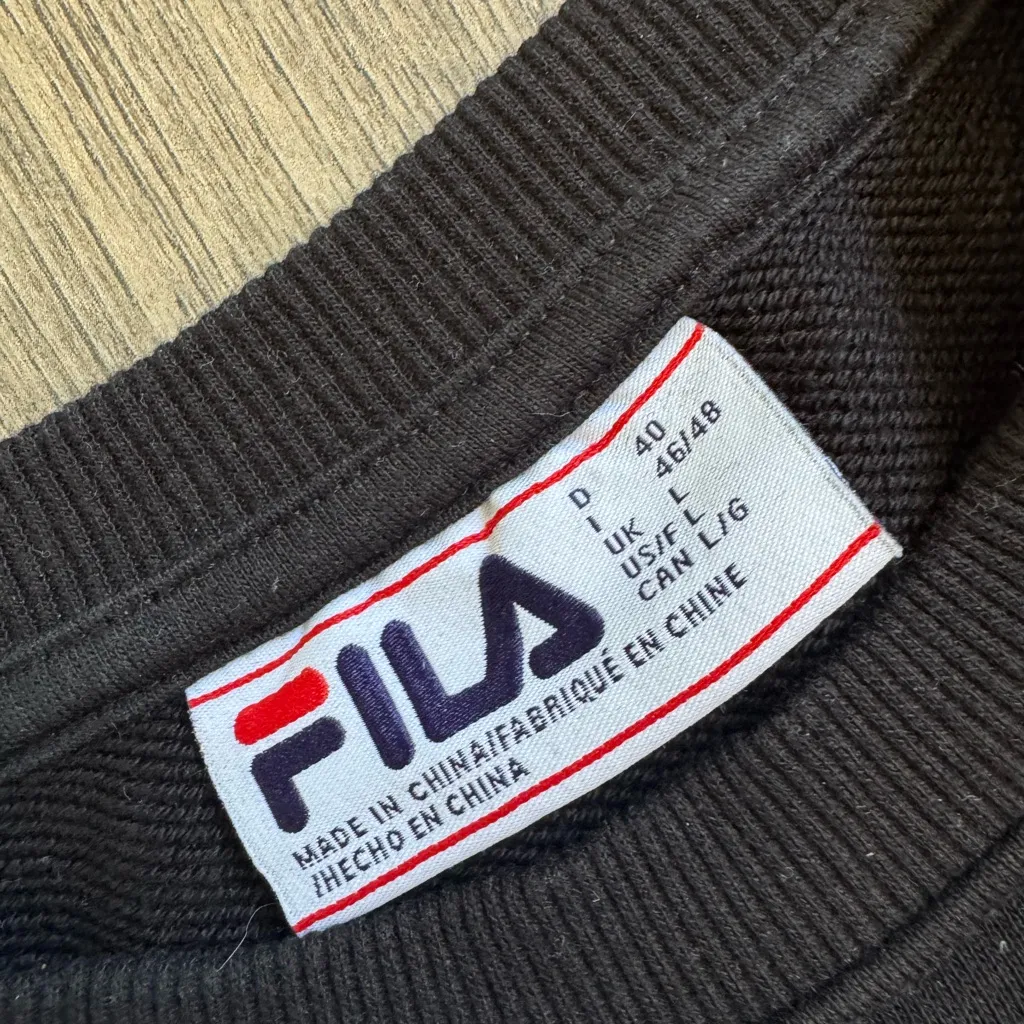 Fila Womens Terry Crewneck Sweatshirt-Black Candy Pink- Size Large - Image 4