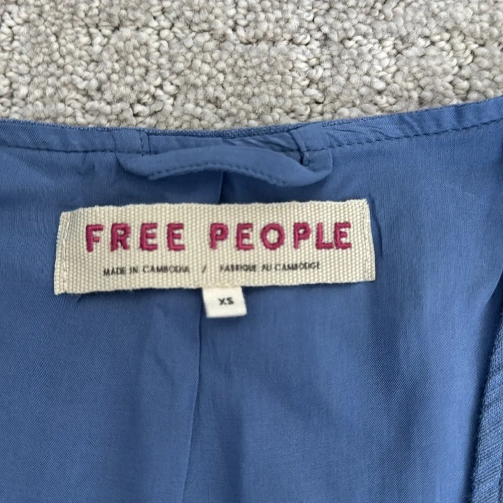 Free People “Millie” Linen Vest Denim grey gray blue button up natural fiber - Image 10