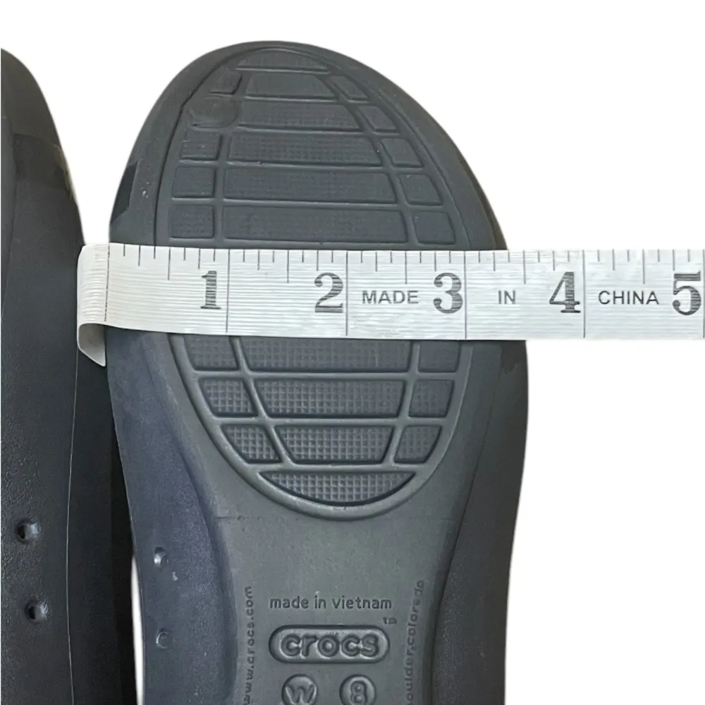 Crocs Gianna Alice Ballet Flats Womens 8 Black Shiny Cap Toe Slip On Comfort - Image 9