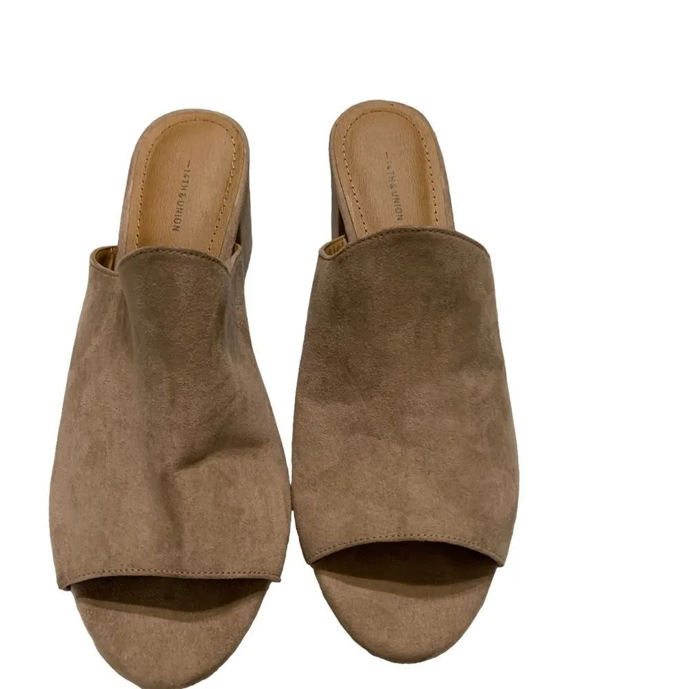 14th & Union Hayzel Suede Block Heel Mule Mushroom - Size 9‎ - Image 3
