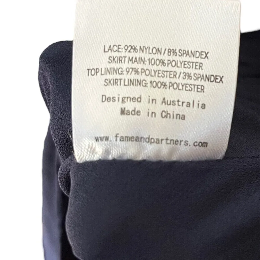 Fame and Partners Navy Grosgrain Piped Lace Bodice Evening Gown Women’s Size 14 - Image 9