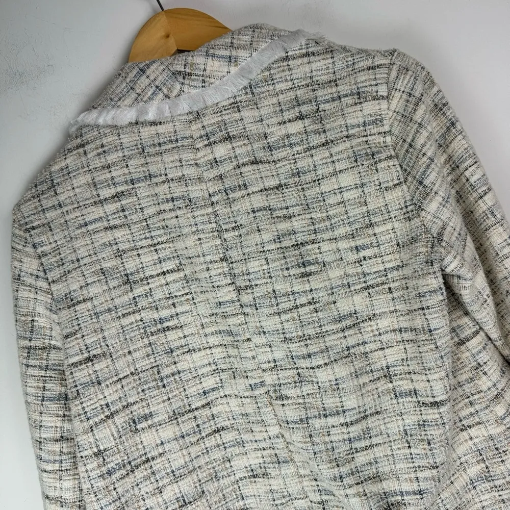 NWT Rachel Zoe Tweed Fringe Open Front Blazer Jacket Sz Medium - Image 12