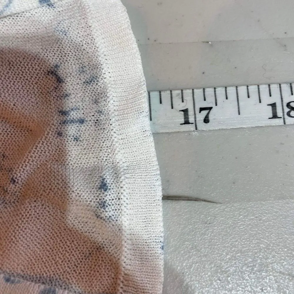 Zara Women's Floral Print Knit V Neck Long Sleeve Crop Top White Blue Size Small - Image 11