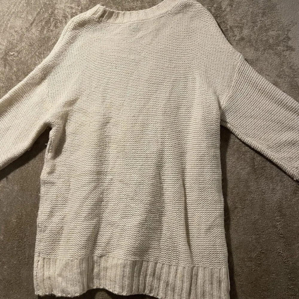 Aerie Sweater Womens Sz Medium Oversized Cable Knit Shirt Beige Loose Fit Long - Image 3