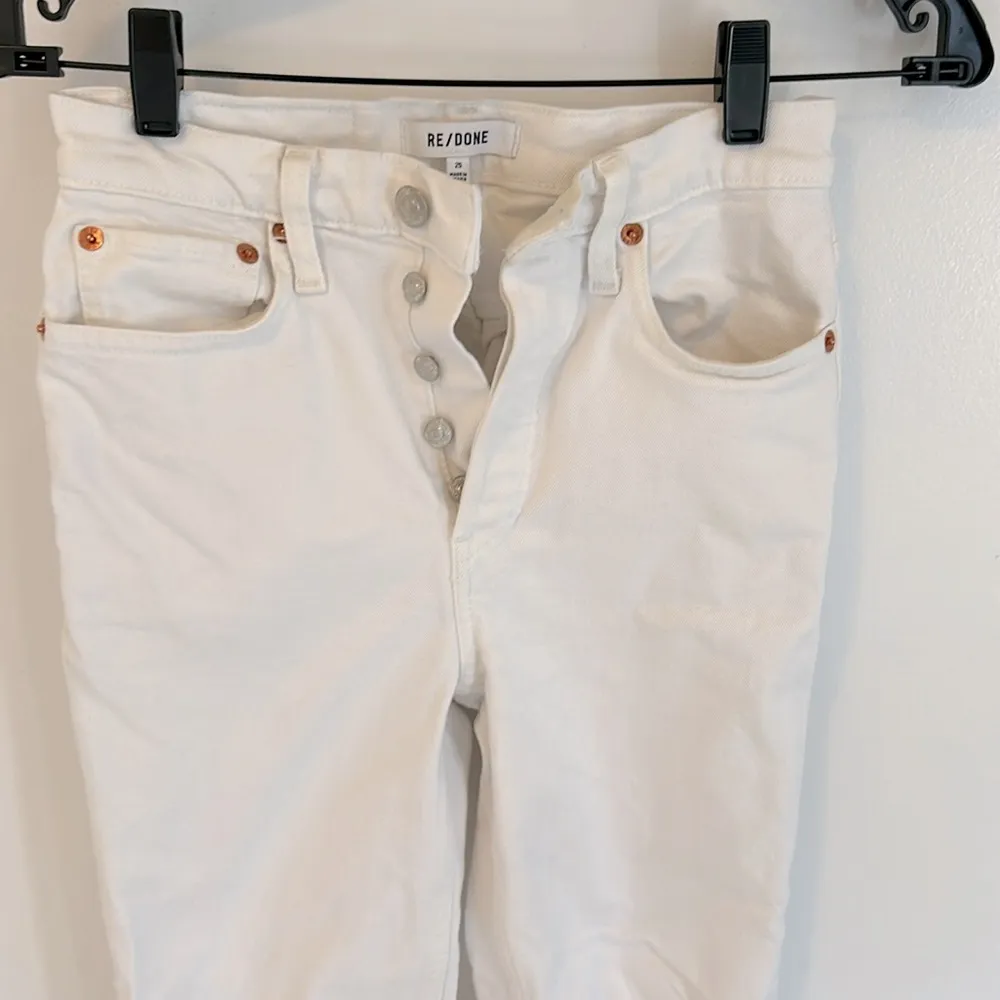 Re/Done 90S High Rise Ankle Crop Jeans White Destroy - Image 7