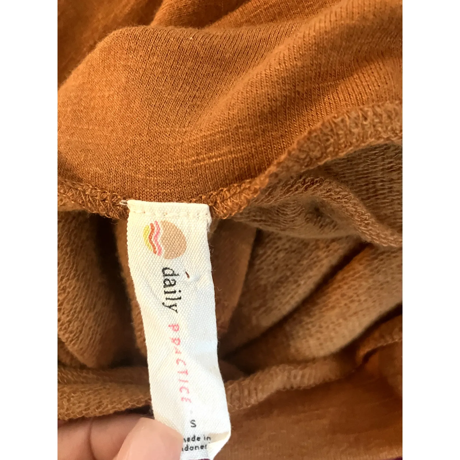 Anthropologie DAILY PRACTICE Cozy Ruched Dress Long Sleeve Mini Size Small S Tan - Image 5