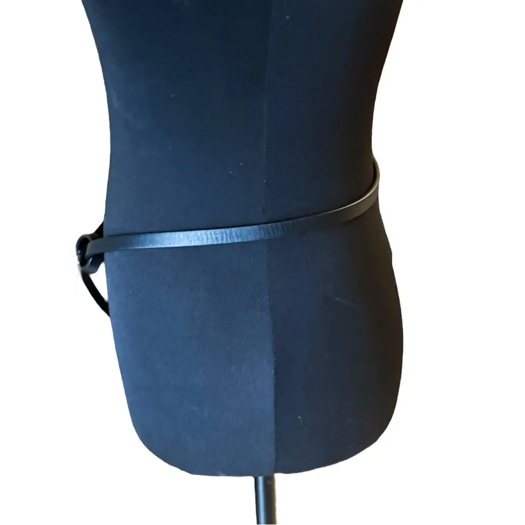 NWT Bottega Veneta Black Leather Skinny Triangle Buckle Belt Size 90/38 - Image 4