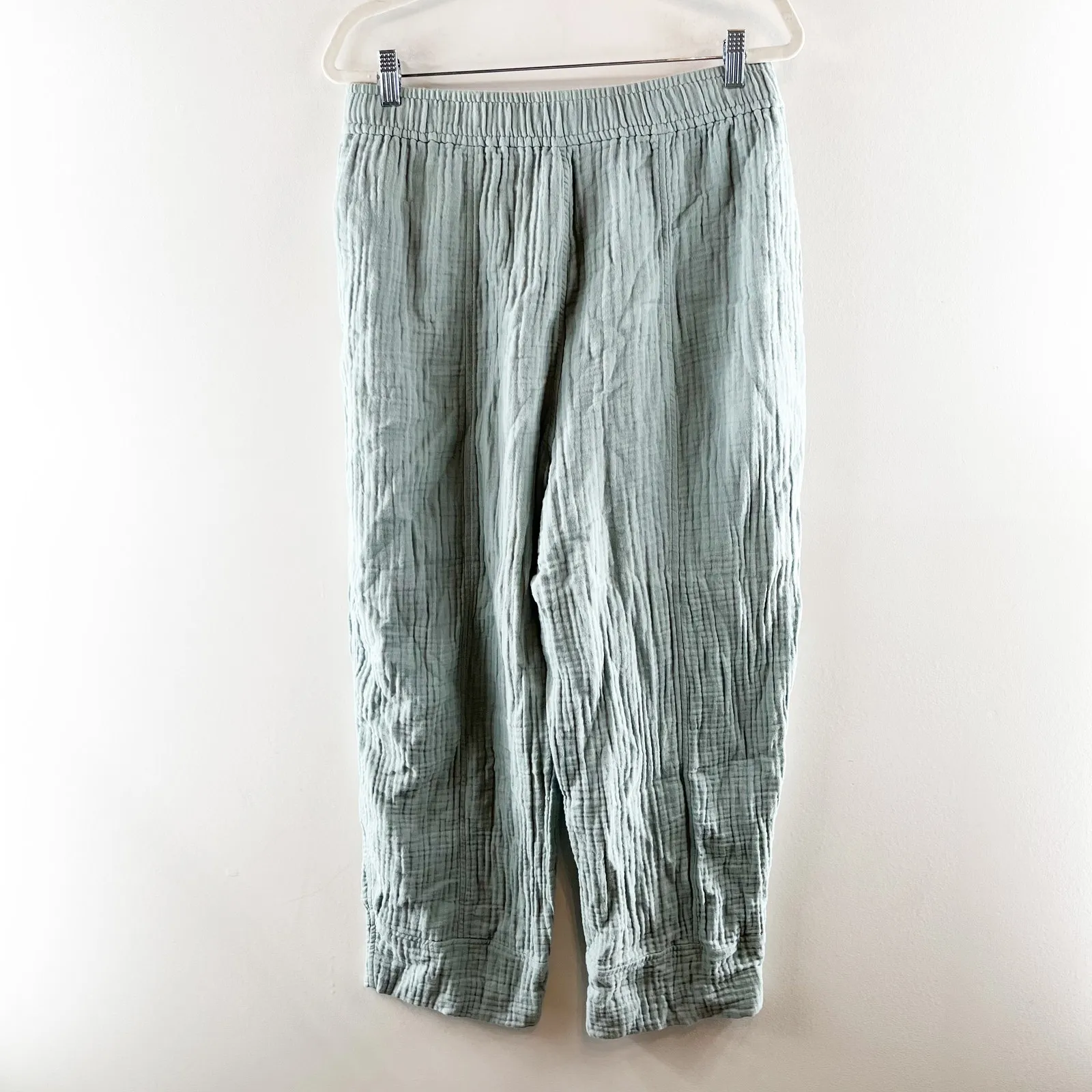 Madewell Lightspun Pull On Gauze Cotton Balloon Pants Faded Shale Green Large - Image 3
